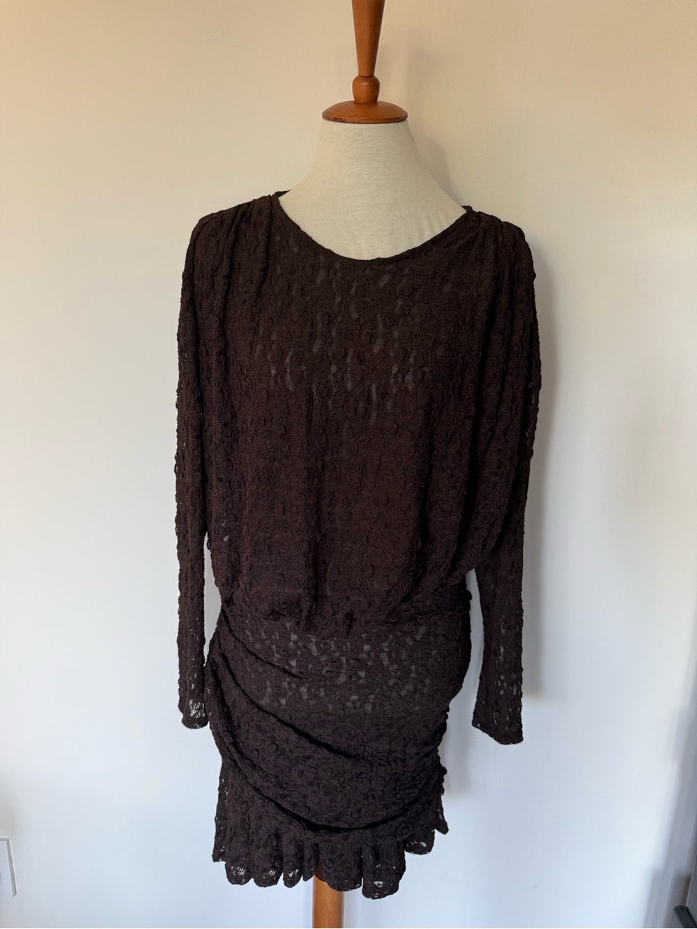 ZARA Dark Brown Floral Lace mini dress